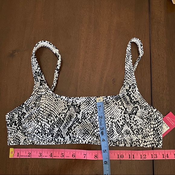 🌞Ribbed Bralette Bikini Top White Snakeskin Print - Picture 3 of 7
